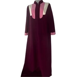 JC Penney Vintage Red/Pink/White Colorblock‎ Fleece Robe 12 Misses